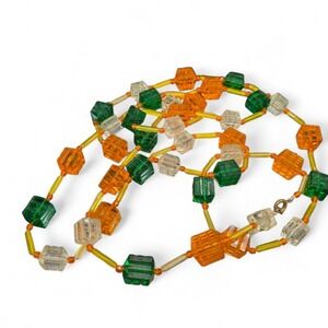 Vtg 1950s Brightly. Colored Early Lucite Fruit salad Flowers 46" Necklace